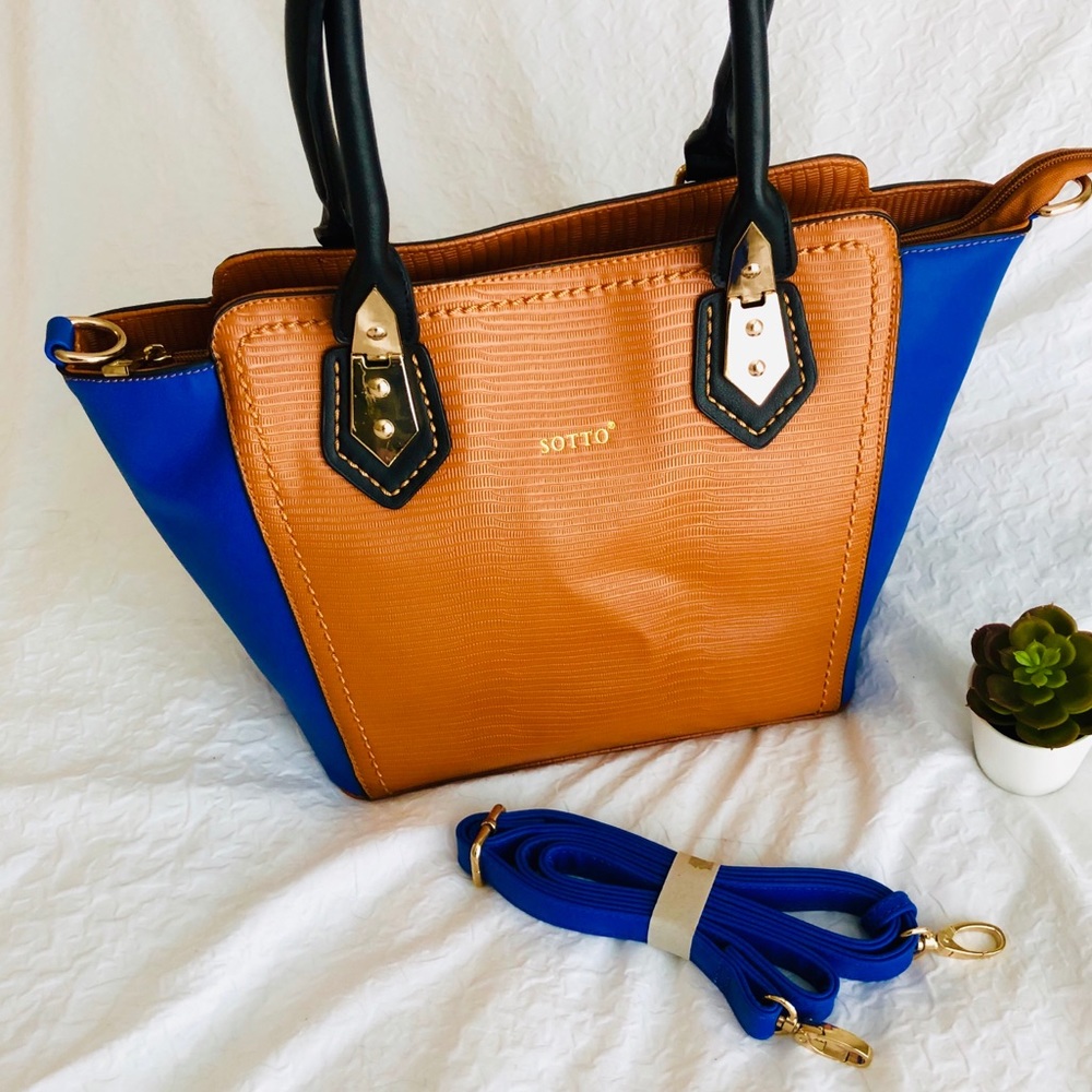 Sotto Cobalt Blue & Cognac Tote